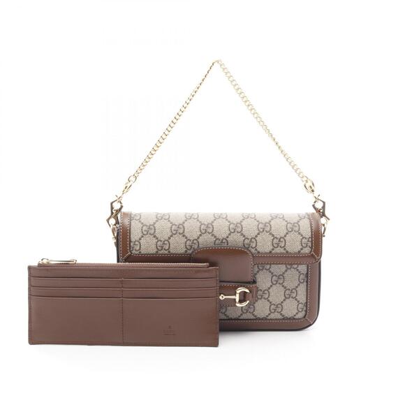 Gucci Horsebit GG Supreme Handbag Canvas Leather Beige Brown - Picture 4 of 4